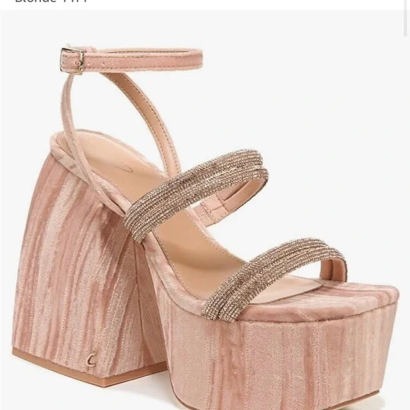Circus NY - Nude Pink Platform Block Heel Sandals - Picture 1 of 8